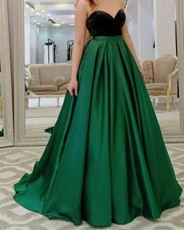 Velvet Sweetheart Prom Dresses Satin Empire Waist Tunics Bridal satin