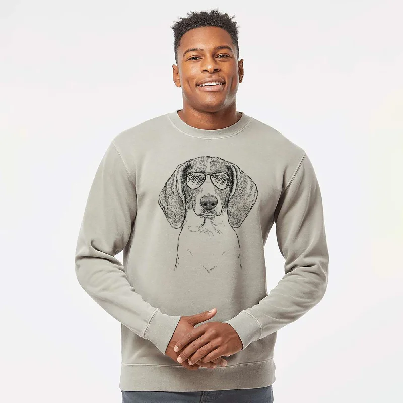 Aviator Orin the Treeing Walker Coonhound - Unisex Pigment Dyed Crew Sweatshirt Hoodie with Rhinestones Sparkly Elegant