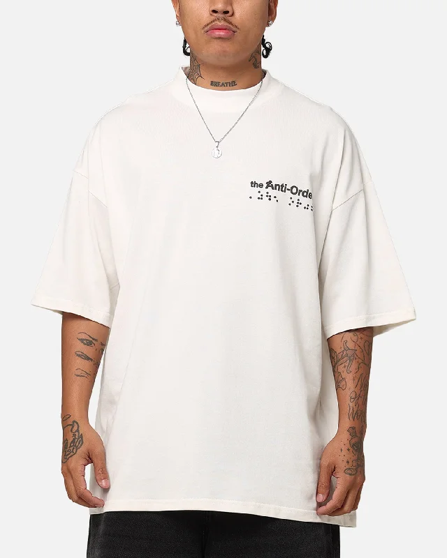 The Anti Order Brail Mock Neck T-Shirt Off White/Black-- Front Pockets Side Pockets Patch Pockets