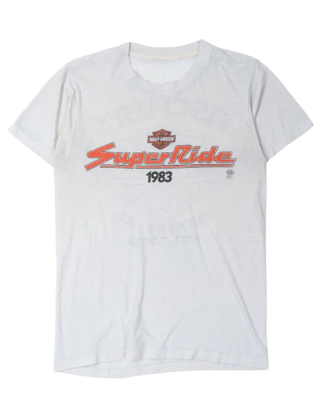 Harley Davidson 'Super Ride 1983' T-Shirt-- Lace Blend Ribbed Blend Corduroy Blend