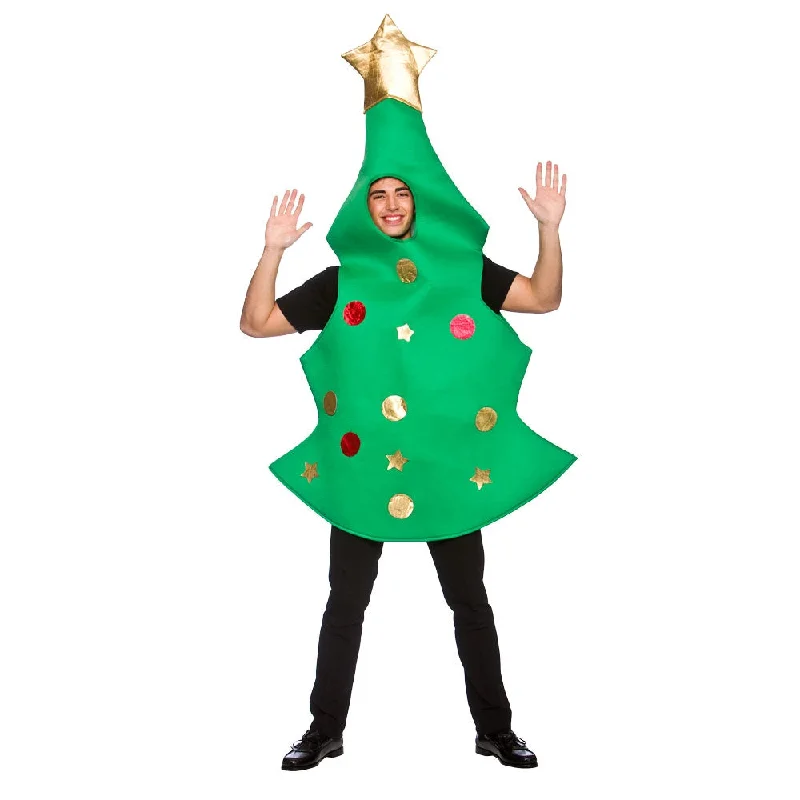 Adult Christmas Tree Fancy Dress Costume Tunics Bridal satin
