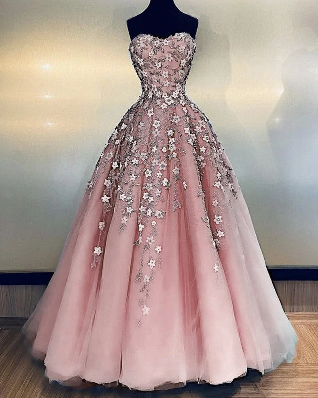 Tulle Sweetheart Prom Dresses Ball Gown 3D Flowers Tunics Sale discount