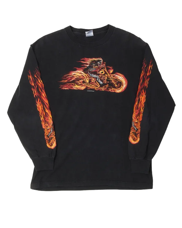 Britt Hot Rodz Long Sleeve Quad Print T-Shirt-- Cotton Fabric Linen Fabric Terry Fabric