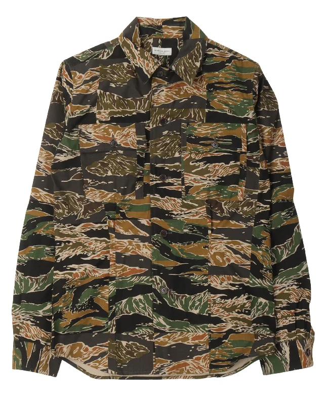 SS20 Patchwork Camo Shirt-- Mesh Blend Leather Blend Suede Blend