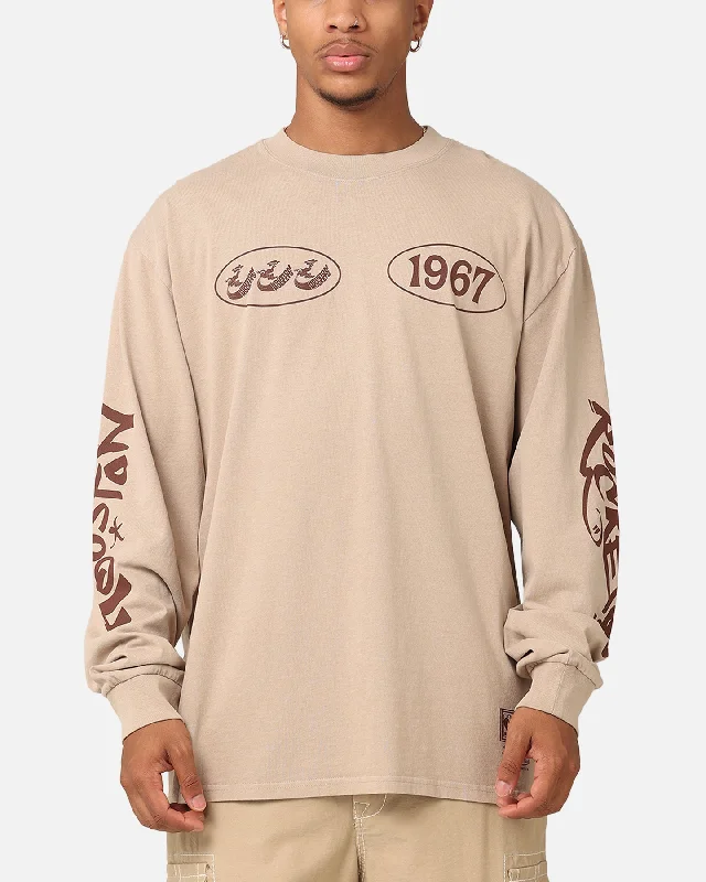 Mitchell & Ness Houston Rockets Tag Long Sleeve T-Shirt Khaki-- Ribbed T-Shirt High Neck Heavyweight