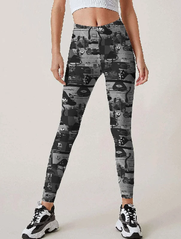 Weirdcore Hacked Mushroom Leggings Stylish Printed Sport Leggings