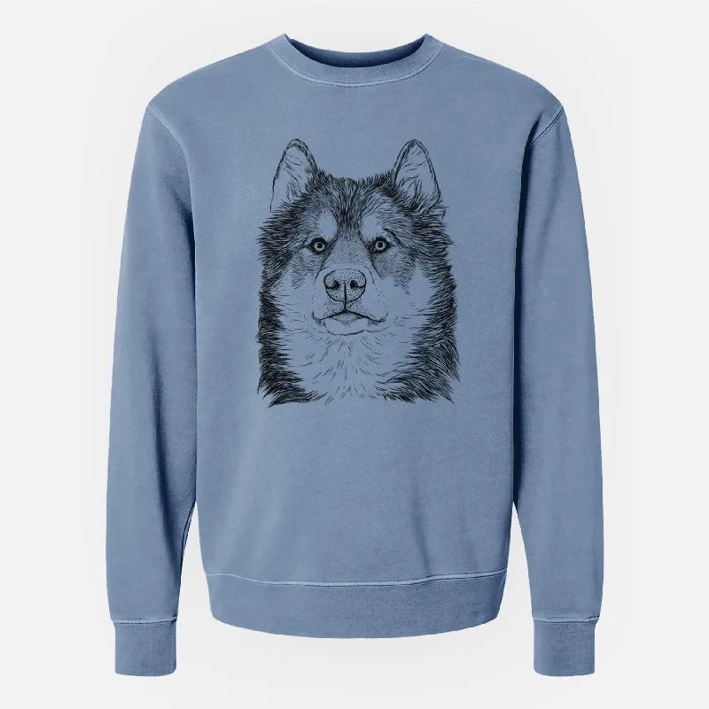 Bare Oskar the Canadian Eskimo Dog - Unisex Pigment Dyed Crew Sweatshirt Hoodie with Illustration Artistic Creative