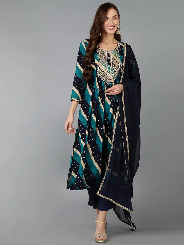 Women's Viscose Rayon Embroidered Abstract Printed Kurta Pant With Dupatta - Ahika Comfortable Maternity Pants