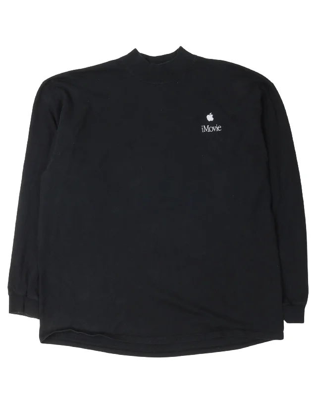 iMovie Mockneck Long Sleeve T-Shirt-- Nylon Fabric Polyester Fabric Spandex Fabric