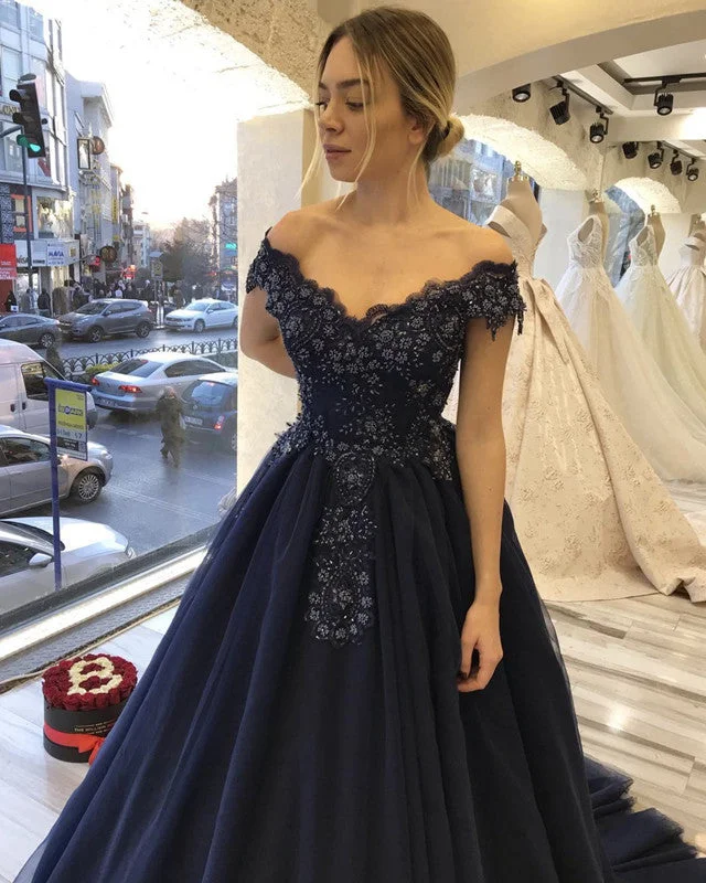 Tulle Princess Prom Dresses V Neck Appliques Tunics Cozy comfortable