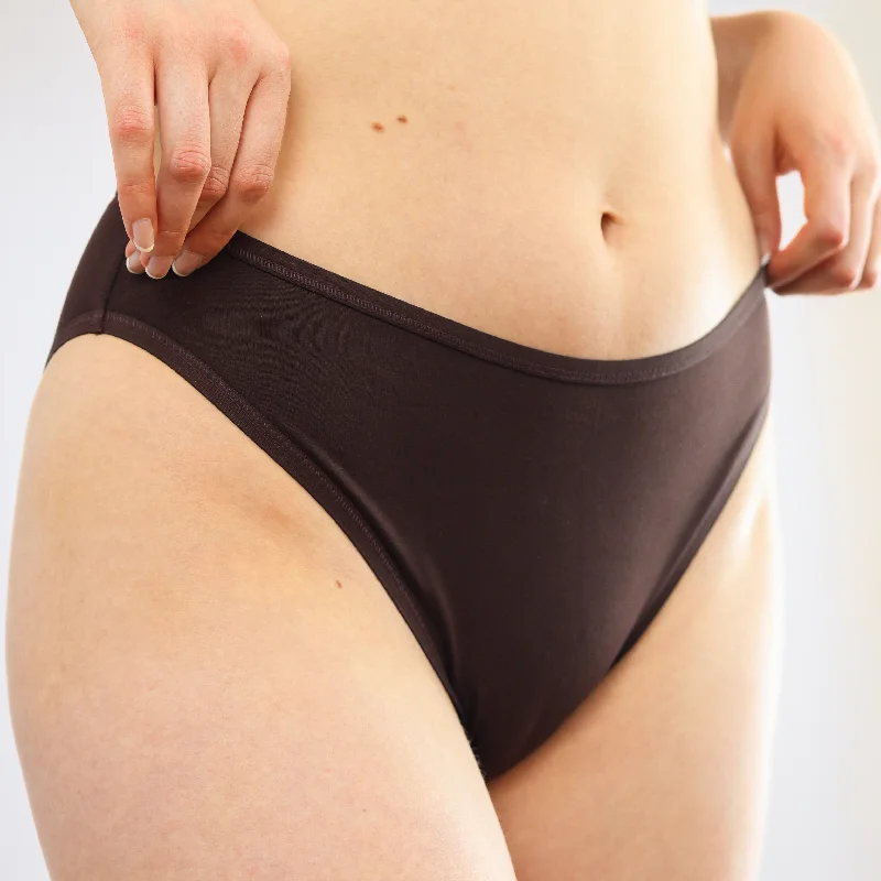 Women's organic cotton mid-rise bikini bottoms in cocoa (dark nude) Halter top bikini, Elegant, Sexy, Comfortable