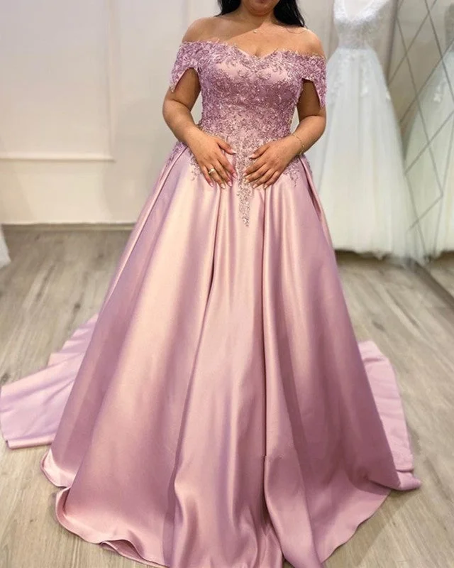Lace Beaded Ball Gown Off The Shoulder Prom Dresses Plus Size Tunics Summer linen