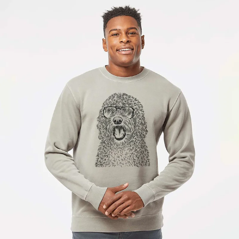 Aviator Phillip the Portuguese Water Dog - Unisex Pigment Dyed Crew Sweatshirt Hoodie Jacket Zipper Layering