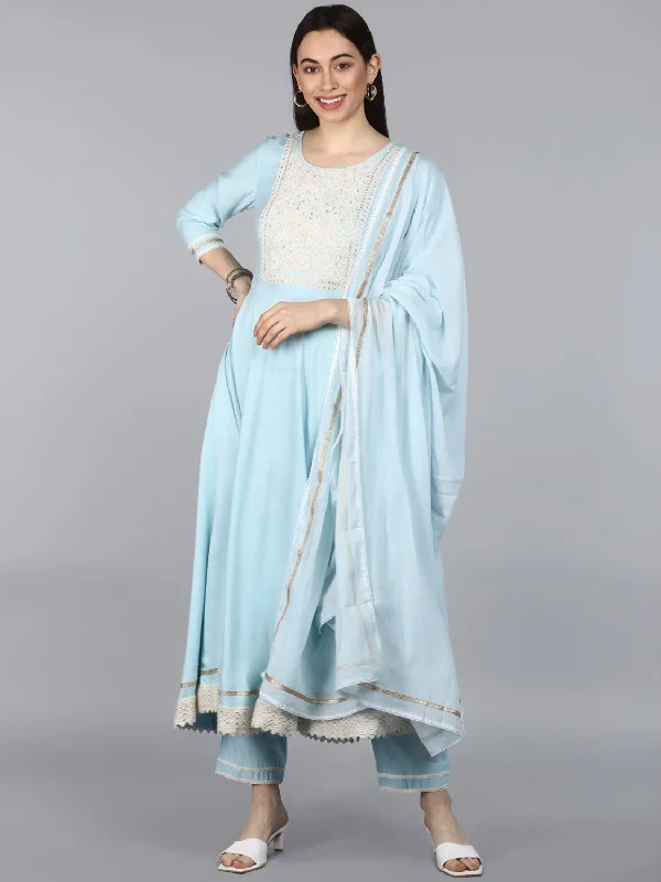 Women's Pure Cotton Printed Kurta Pant Dupatta Set - Ahika Elegant Dress Pants
