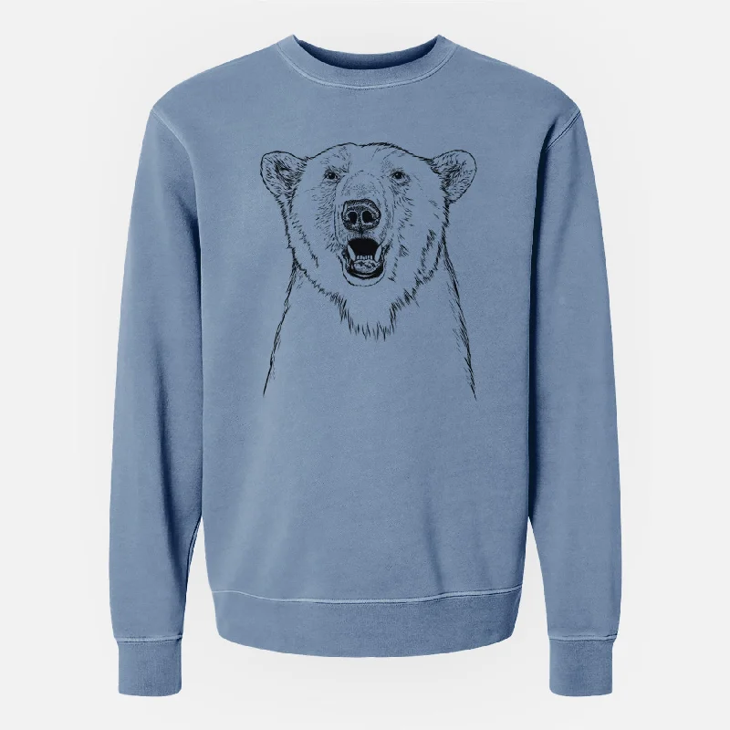 Bare Oslo the Polar Bear - Unisex Pigment Dyed Crew Sweatshirt Hoodie with Thumb Holes Functional Cozy