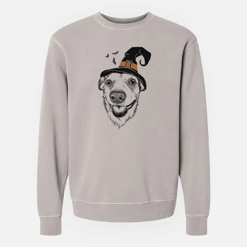 Witch Petrah the Staffy Mix - Unisex Pigment Dyed Crew Sweatshirt Hoodie with Ribbed Cuffs Snug Fit Comfort