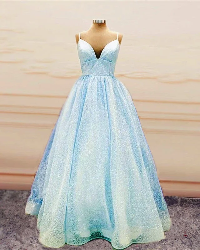 Plus Size Prom Dresses Glitter Tulle V Neck Ball Gown Tunics Stylish modern