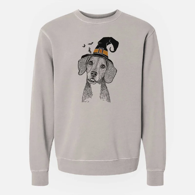 Witch Piggy the Beagle Mix - Unisex Pigment Dyed Crew Sweatshirt Hoodie with Gradient Ombre Colorful