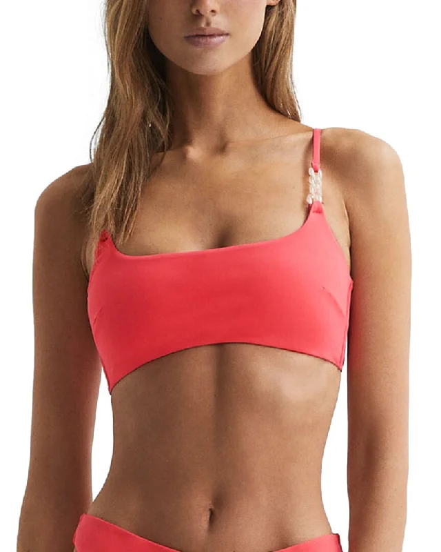 Reiss Miley Square Neck Chain Bikini Top Ribbed top bikini, Textured, Comfortable, Chic