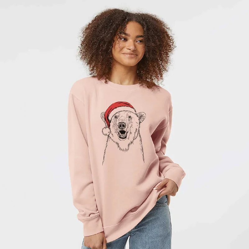 Santa Oslo the Polar Bear - Unisex Pigment Dyed Crew Sweatshirt Hoodie with Embroidery Detailed Premium