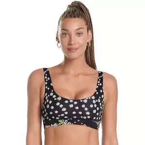 Maaji Black Bouquet Daisy Sporty Bralette Bikini Top Bandage bikini, Sleek, Sexy, Trendy
