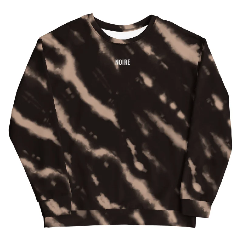 Tie Dye Sweatshirt- Tan Hoodie with Zipper Placket Modern Functional