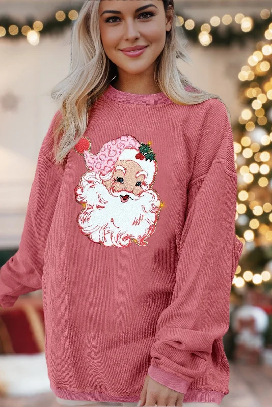 Corded Sweatshirt - Vintage Santa Hoodie with Set-In Sleeves Structured Classic