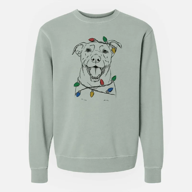 Christmas Lights Pele the Lab Mix - Unisex Pigment Dyed Crew Sweatshirt Hoodie with Full-Zip Functional Layering