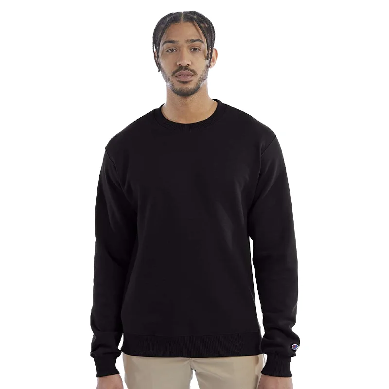 Champion Unisex Black Eco Fleece Crewneck Sweatshirt Hoodie with Pocket Utility Practical
