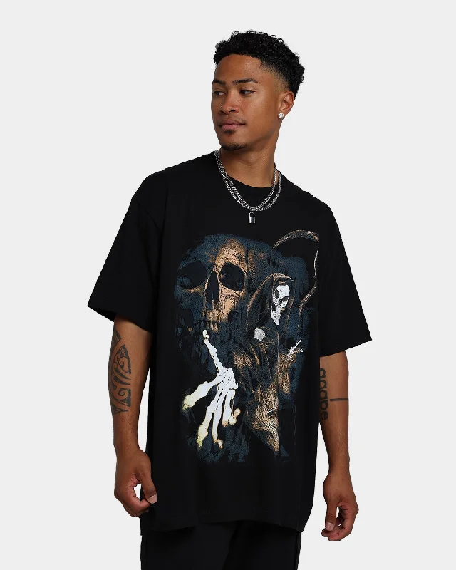 Rats Get Fat Fear The Reaper T-Shirt Black/Gold-- Ribbed T-Shirt High Neck Heavyweight