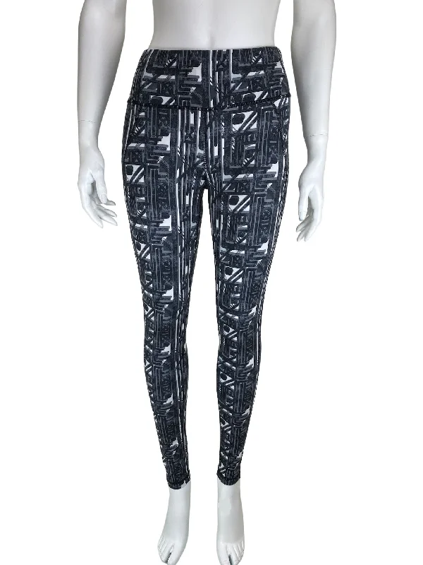 Sweaty Betty, Women's Geo Print Legging, Black/White, Size S Elegant Shiny Black Leggings