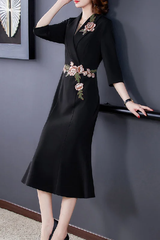 Surplice V neck Embroidered Mermaid Dress Tunics Top rated