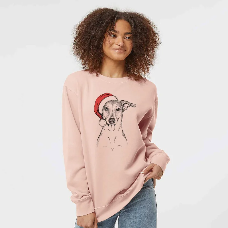 Santa Phoebe the Corgi Mix - Unisex Pigment Dyed Crew Sweatshirt Hoodie with Toggle Buttons Decorative Unique