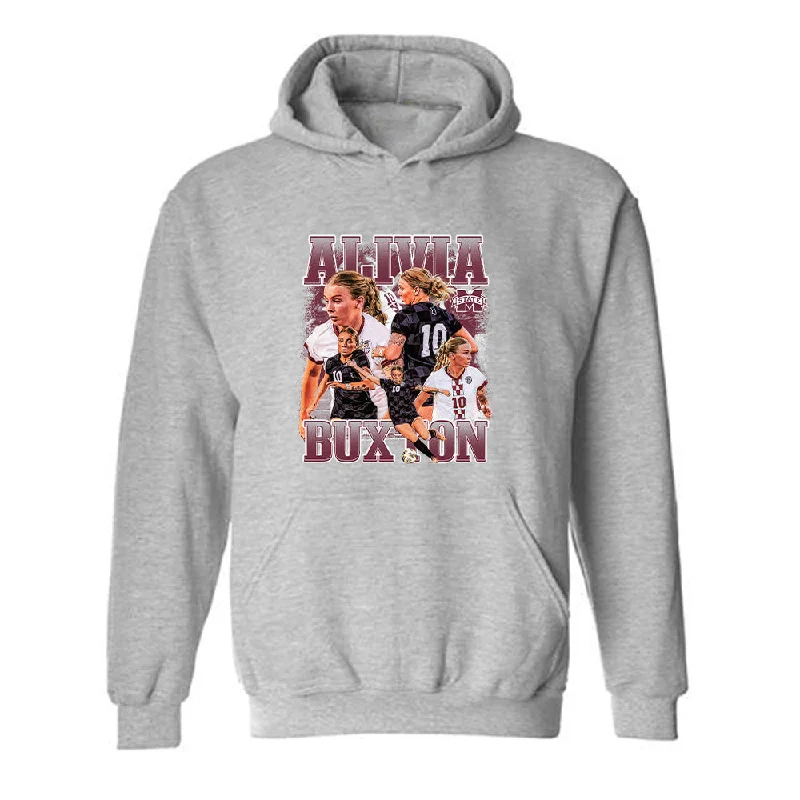 Mississippi State - NCAA Women's Soccer : Alivia Buxton - Player Collage Hooded Sweatshirt Hoodie with Camouflage Military Edgy
