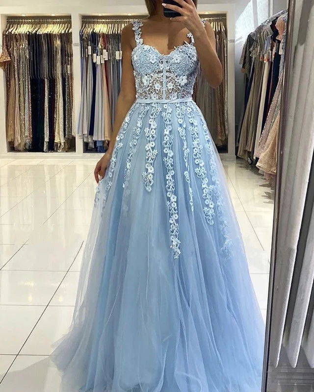 Tulle Prom Dresses Sweetheart Appliques Spaghetti Straps Tunics Exclusive limited