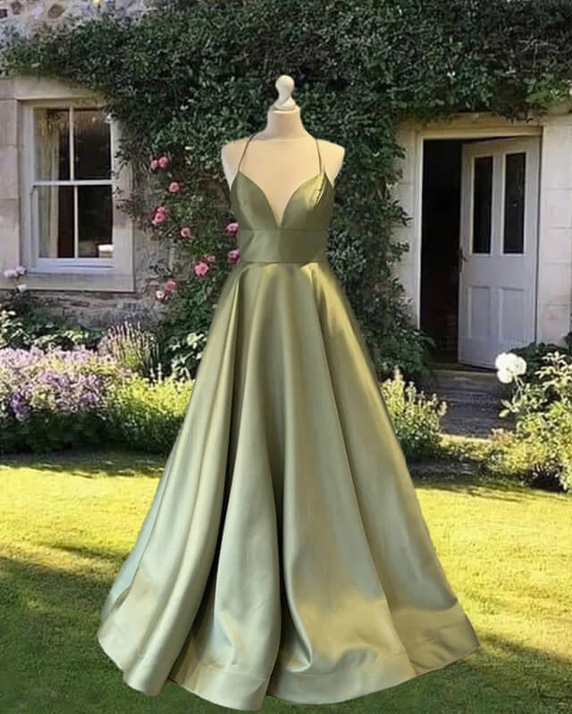 Ball Gown Prom Dresses Satin Plunge Neck Tunics Designer luxury