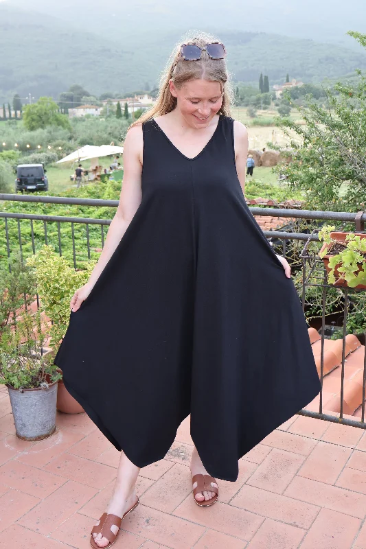 Chiara Handkerchief Dress | Black Casual Short Summer