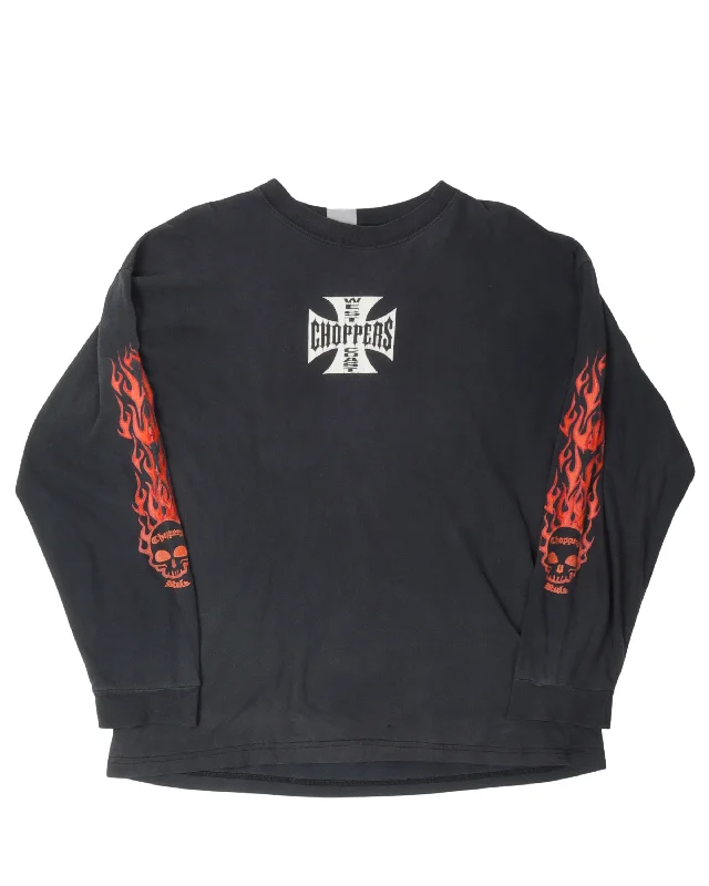 West Coast Choppers Logo Long Sleeve T-Shirt-- Ribbed T-Shirt High Neck Heavyweight