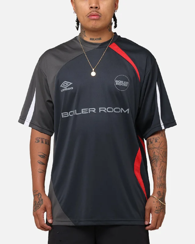 Boiler Room X Umbro Football Jersey T-Shirt Black-- Fleece Fabric Down Fabric Feather Fabric