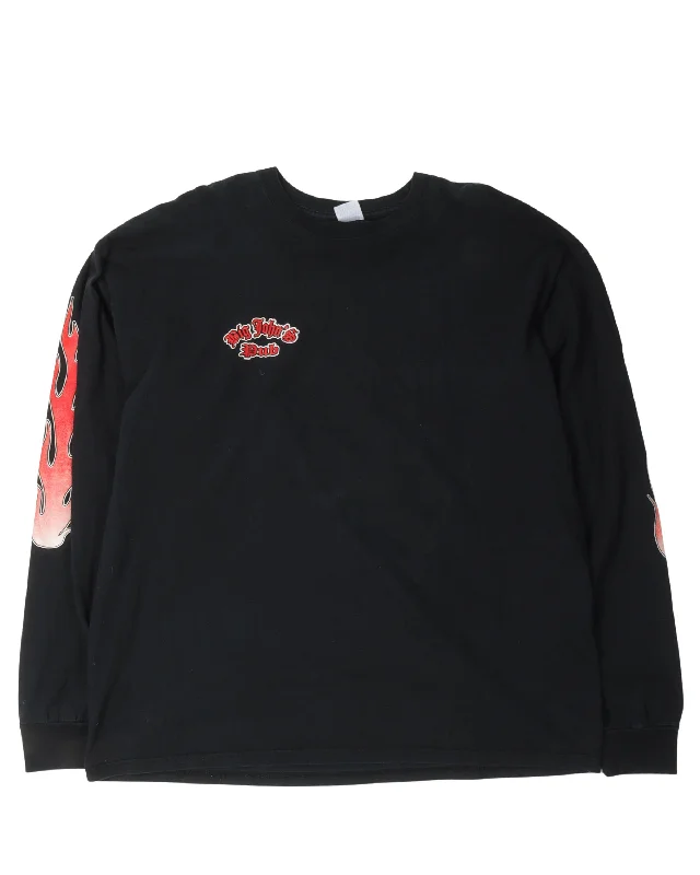 Big John's Pub Long Sleeve T-Shirt-- Collared T-Shirt Boat Neck A-Line
