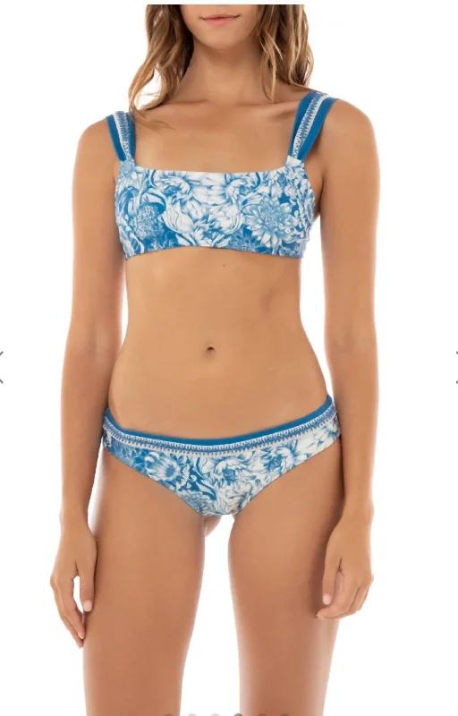 Cove Bikini Bottom In Blue, White Wats Padded bikini set, Comfortable, Supportive, Stylish