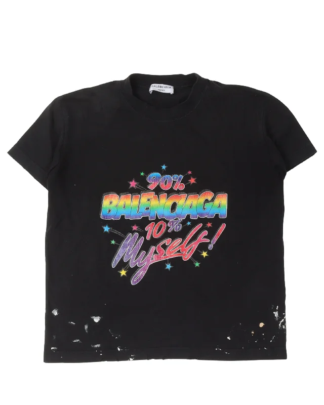 90% Balenciaga 10% Myself Shrunken T-Shirt-- Notch Collar Peter Pan Collar Cowl Neck