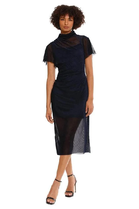 Donna Morgan D9159M - Short Sleeve Velvet Mesh Evening Dress Tunics Ceremony elegant