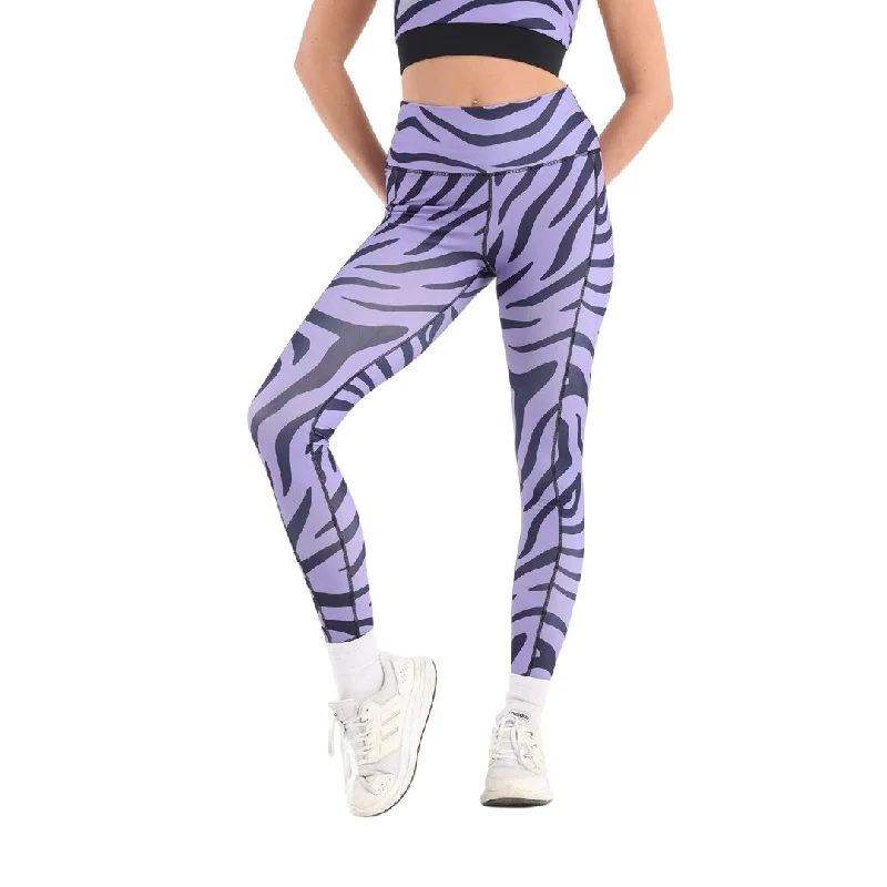 Zebra printed leggings in purple Cozy Sweat-Wicking Leggings