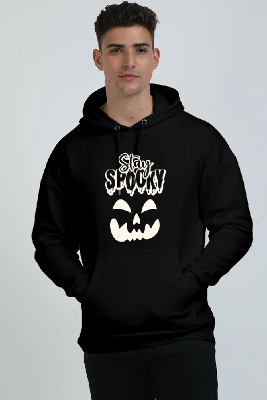 Stay Spooky Glow-in-the-Dark Oversized Hooded Sweatshirt Hoodie with Ribbed Neckline Snug Warm
