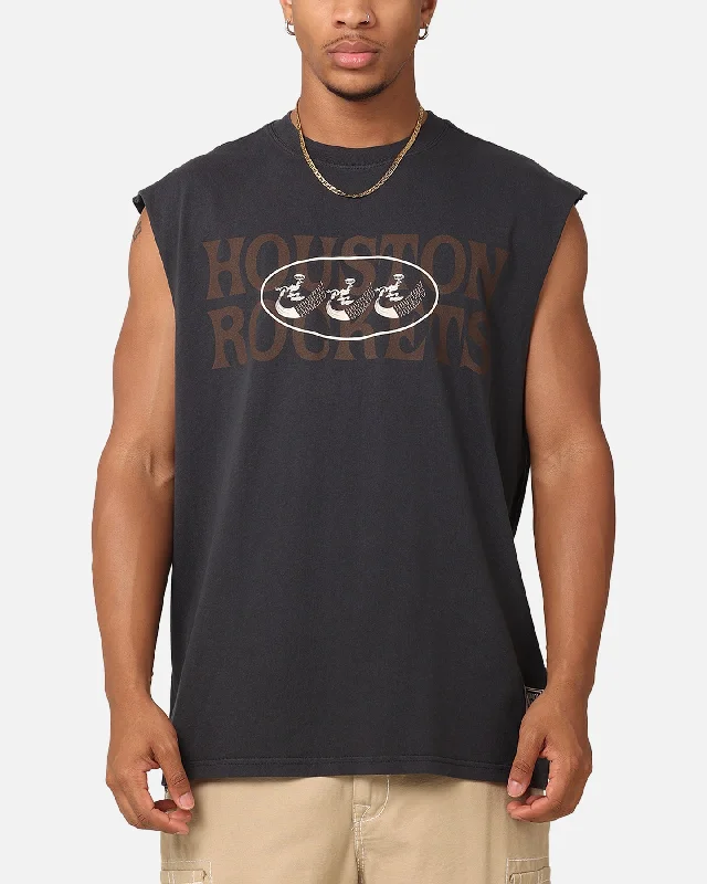 Mitchell & Ness Houston Rockets Triad Muscle T-Shirt Faded Black-- Modern Contemporary Chic