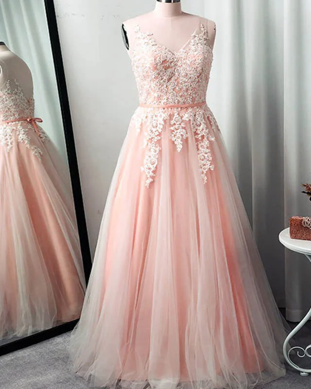 Pink Plus Size Prom Dresses Tulle Appliques Tunics Summer linen