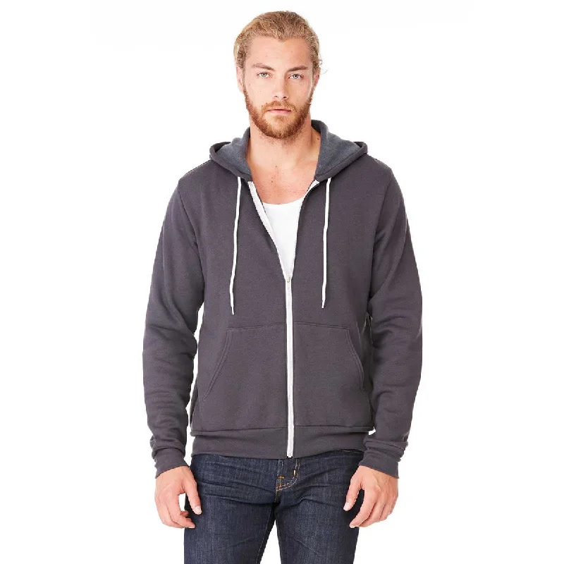 Bella + Canvas Unisex Dark Grey Full-Zip Hoodie Hoodie with Bell Sleeves Flared Feminine