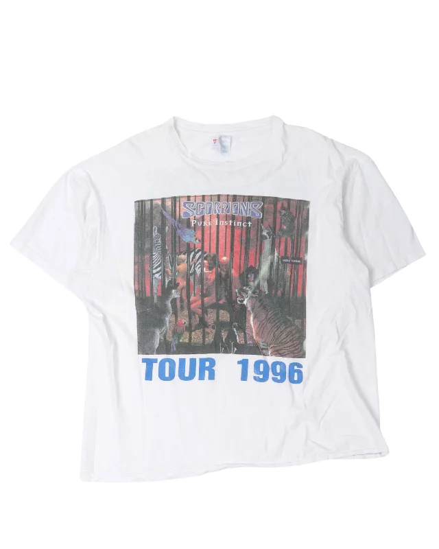 Scorpions & Alice Cooper 1996 Tour T-Shirt-- Notch Collar Peter Pan Collar Cowl Neck