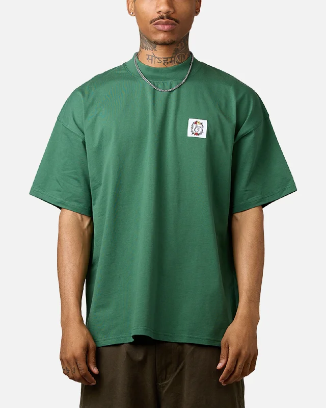 Carre Damask Oversized T-Shirt Forest Green-- Print Jacquard Patchwork